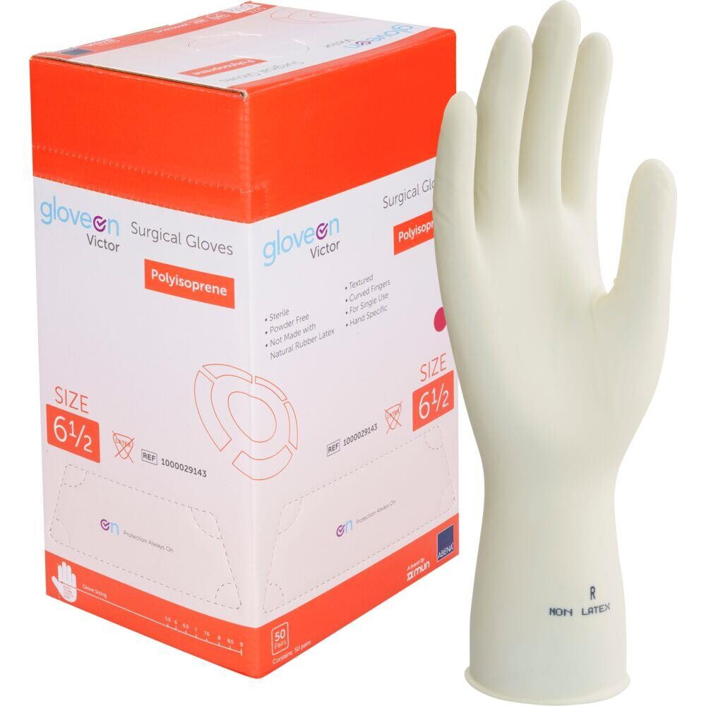 Operationshandske, Gloveon Victor, 6,5, nature, polyisopren, pudderfri - 50 par