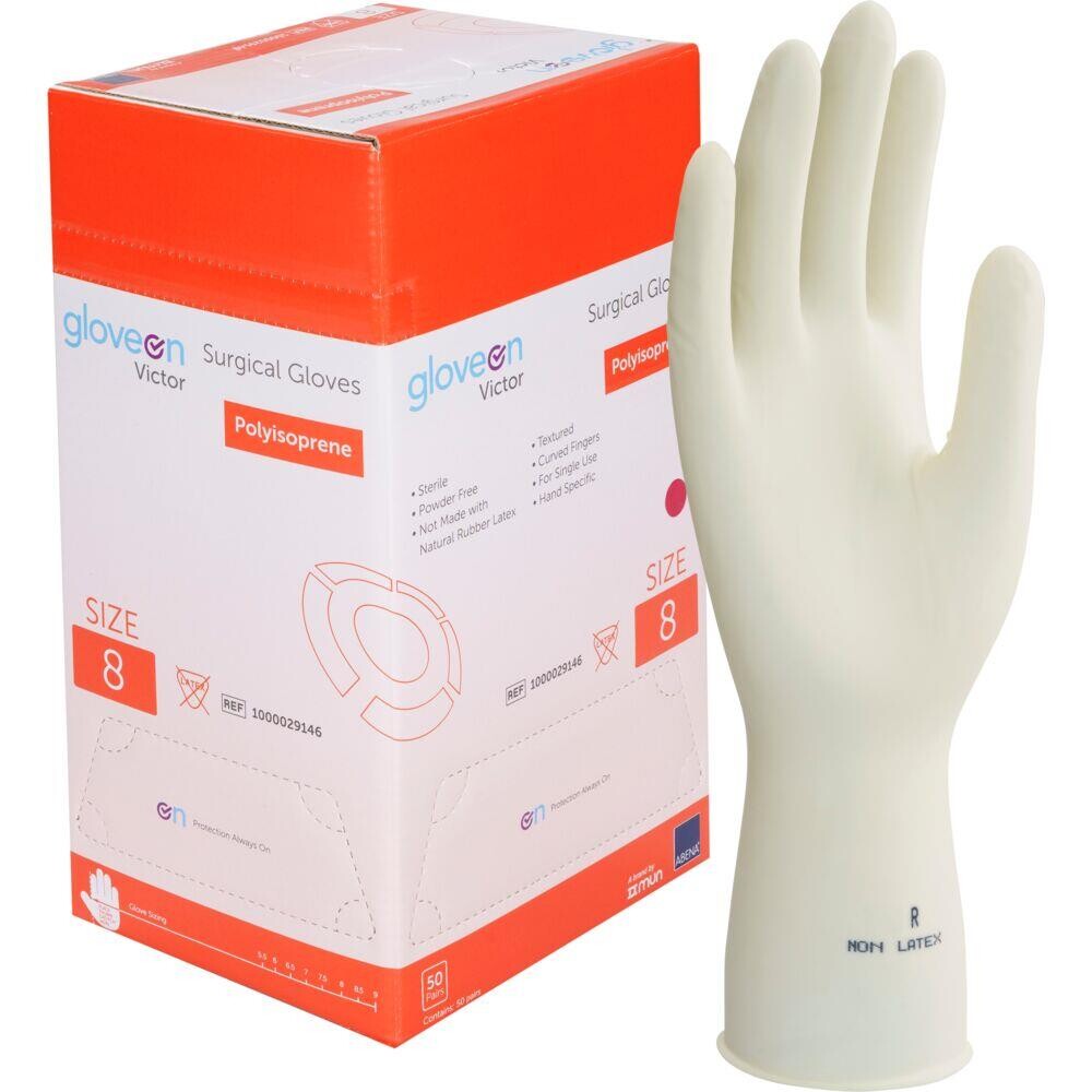 Operationshandske, Gloveon Victor, 8, nature, polyisopren, pudderfri - 50 par