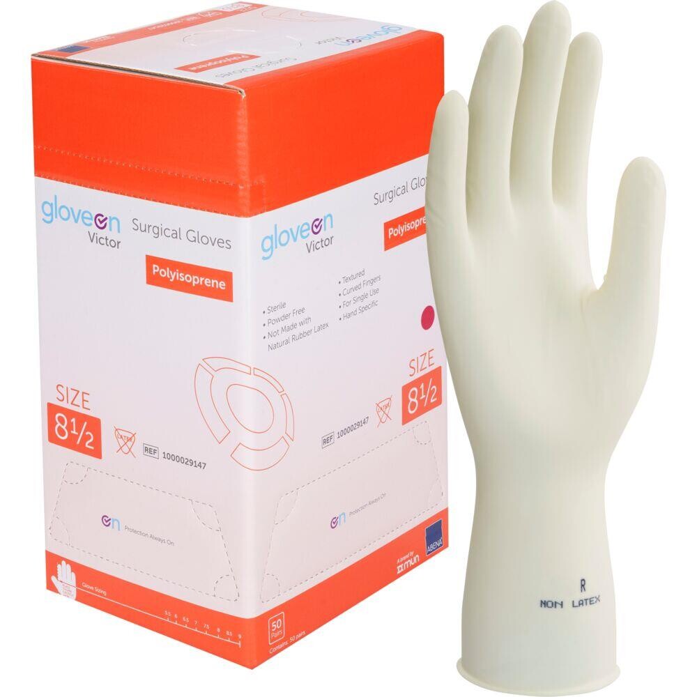 Operationshandske, Gloveon Victor, 8,5, nature, polyisopren, pudderfri - 50 par