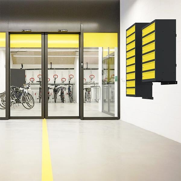 Opladningsskab - cykelbatterier - B550 vægmodel - 9 rum - grå