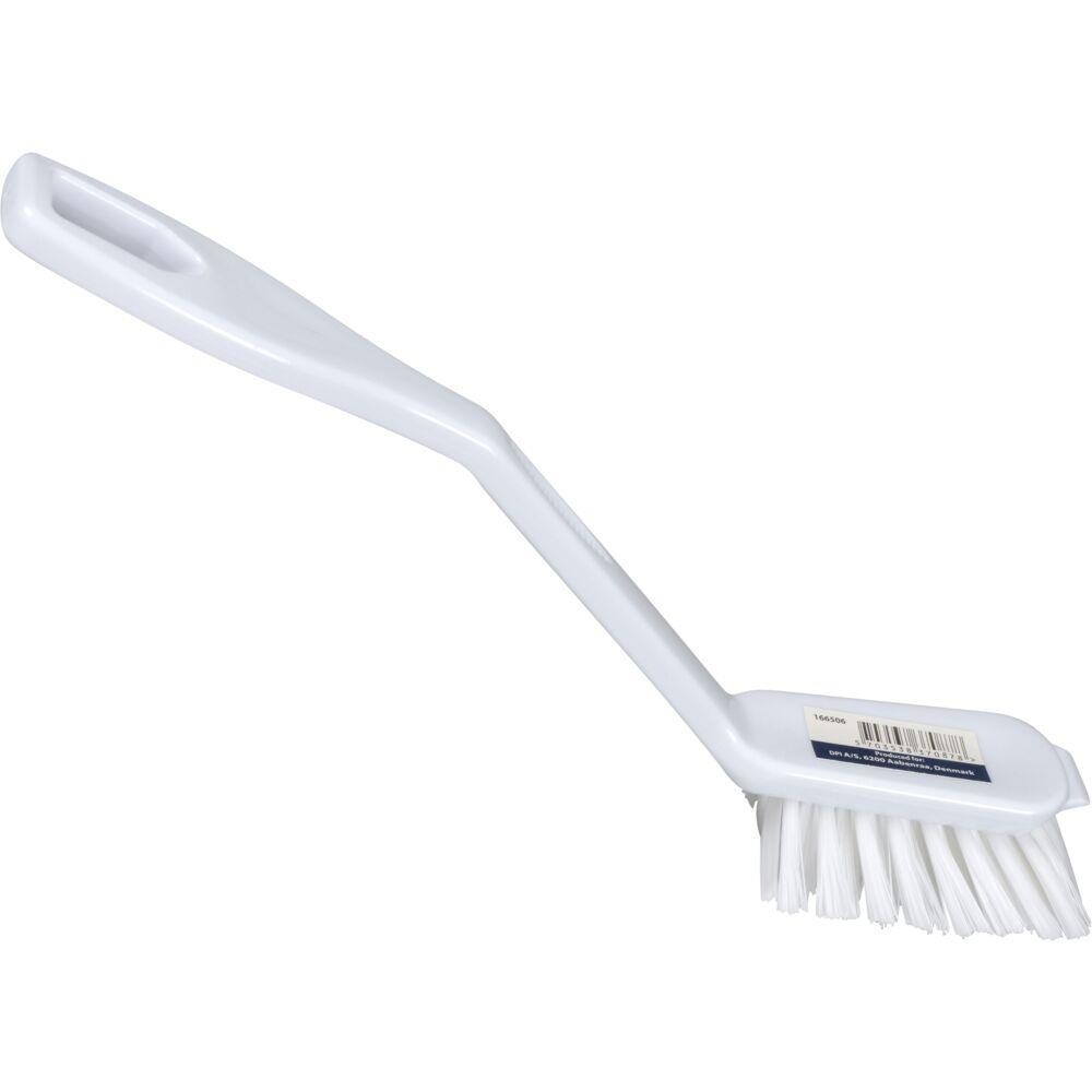 Opvaskebørste, 27cm, hvid, nylon/PP, stive børstehår, skrabekant - 10 stk