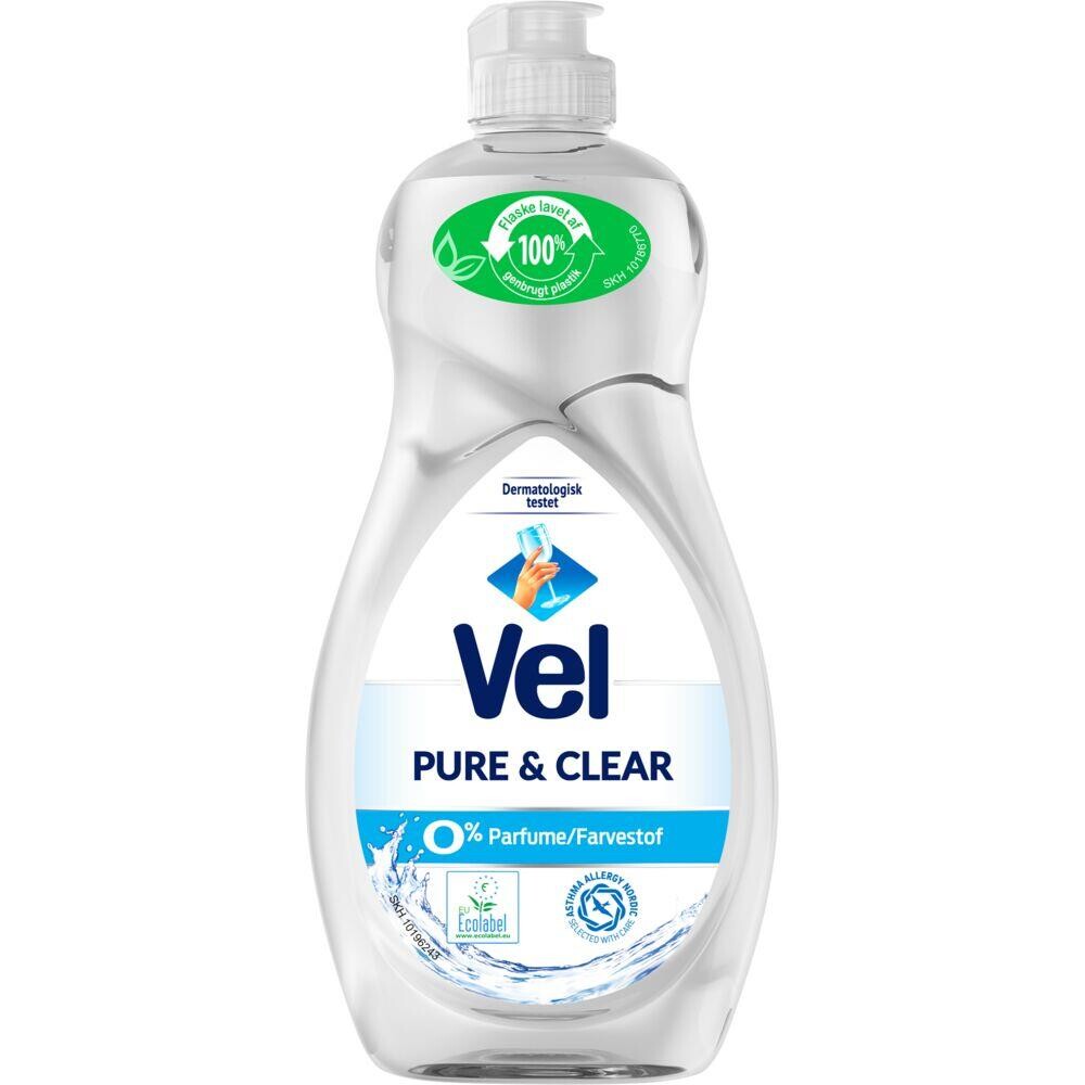 Opvaskemiddel Vel Pure & Clear uden farve og parfume - 500 ml - 12 stk