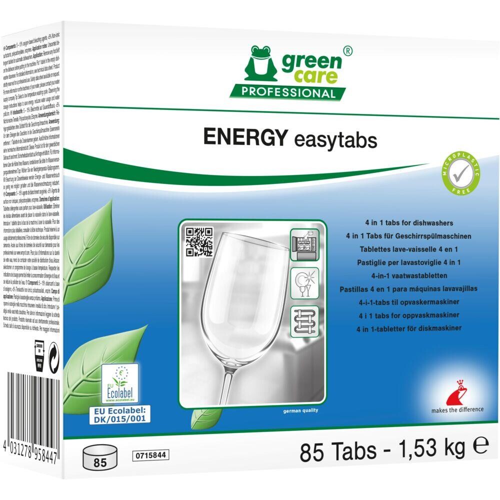 Opvasketabs - Green Care ENERGY Easytabs 4-i-1 - Uden klor, farve og parfume - 85 stk