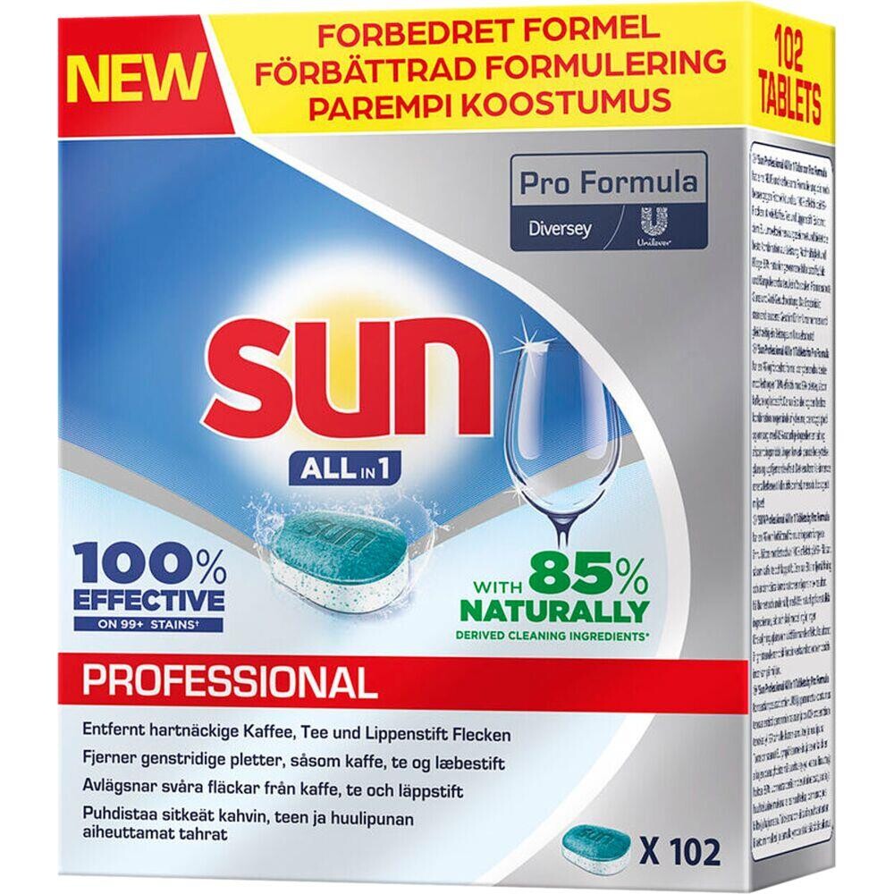 Opvasketabs, Sun Professional, vandopløselig folie, uden klor, med farve, uden parfume - 408 stk