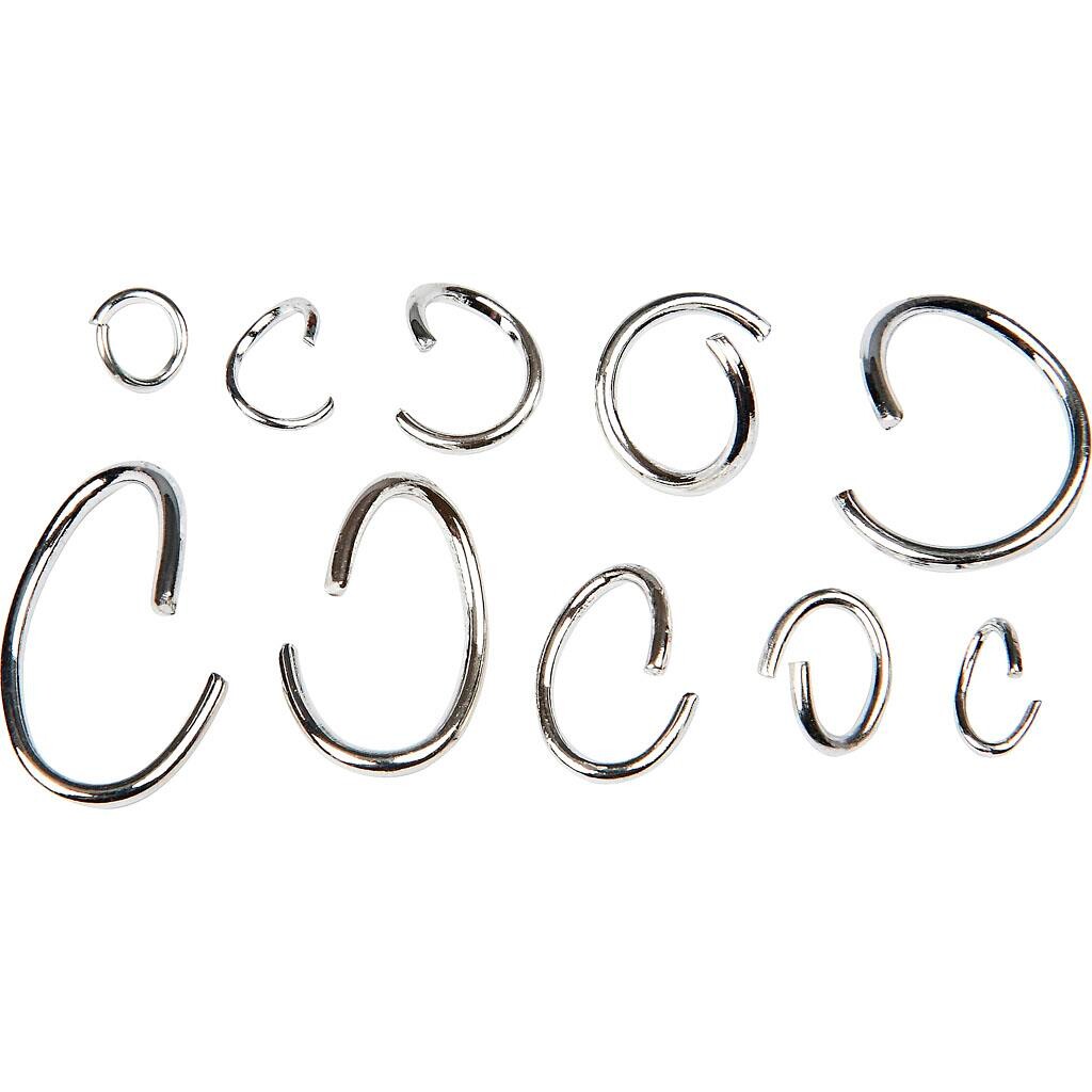 Oval- og O-ring - sortiment, indv. mål 3-13 mm, forsølvet, FS, 800ass.