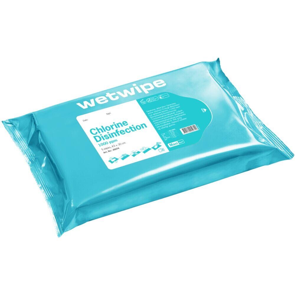 Overfladedesinfektion - Wet Wipe Maxi - Aktivt klor 1000-1200 ppm - 43x30 cm