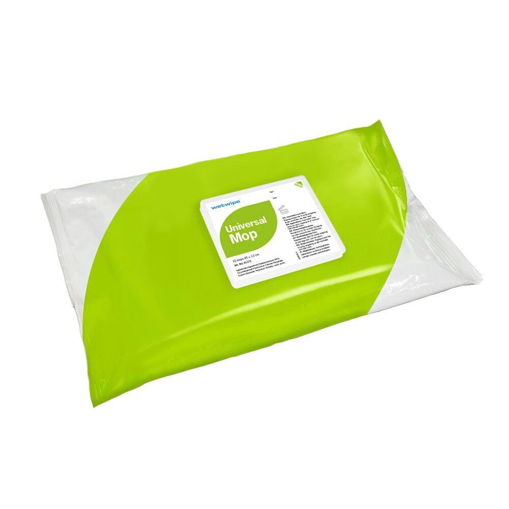 Engangsmoppe - Wet Wipe - 45x13 cm - Grøn - 3-lags