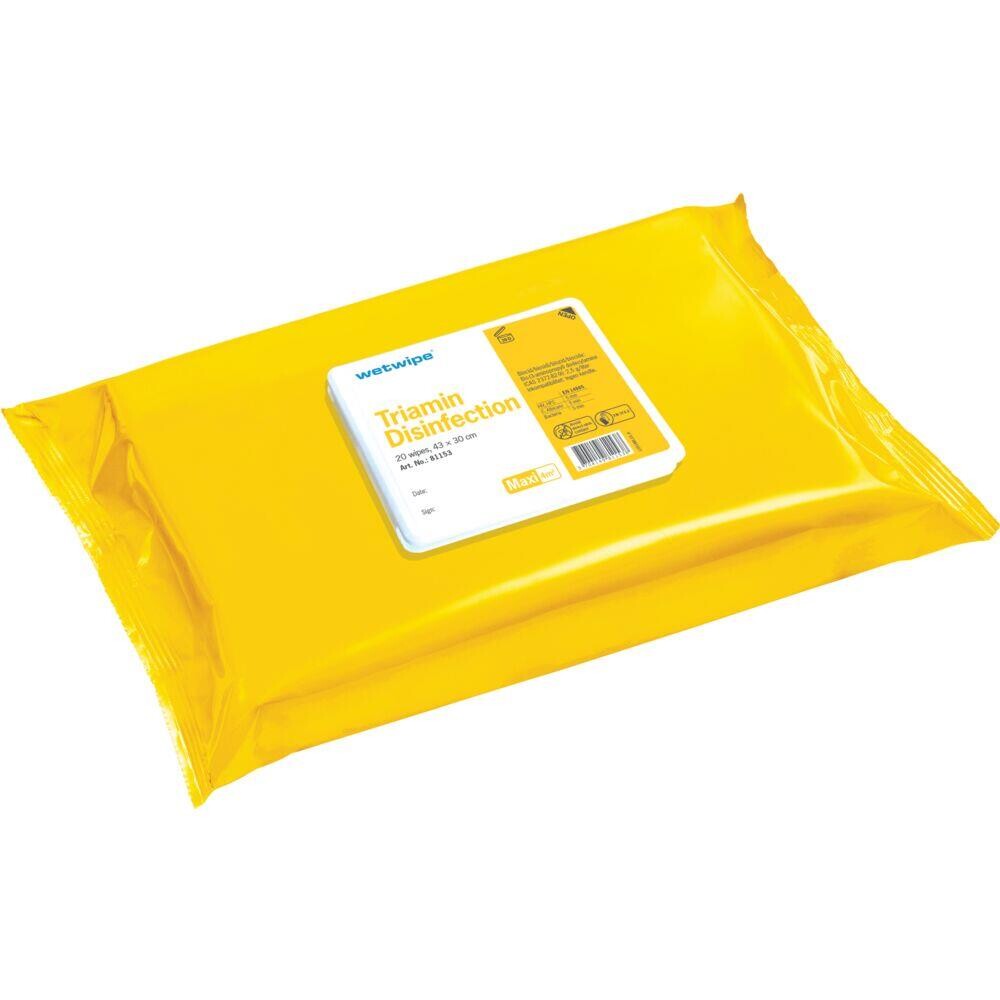 Overfladedesinfektion - Wet Wipe Maxi - 43x30cm - Triamin - Uden ethanol, farve og parfume - 20 stk