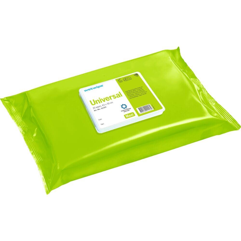 Overfladedesinfektion - Wet Wipe - Universal Maxi - Uden farve og parfume - Grøn - 30x43cm - 20 stk