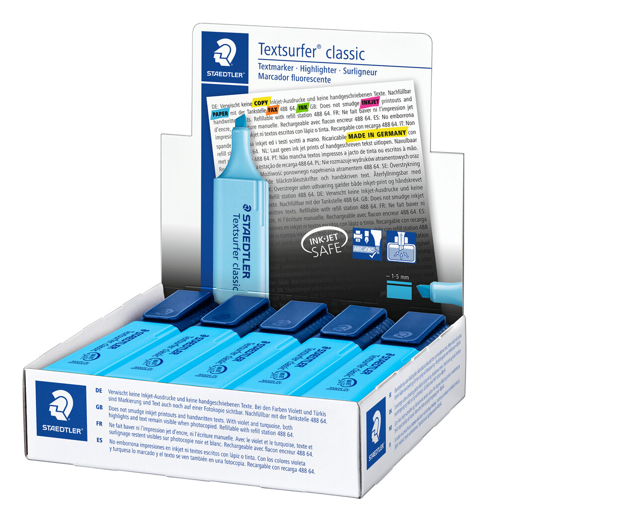 Overstregningstuscher Staedtler 364 blå Textsurfer Classic inkjet - 10 stk