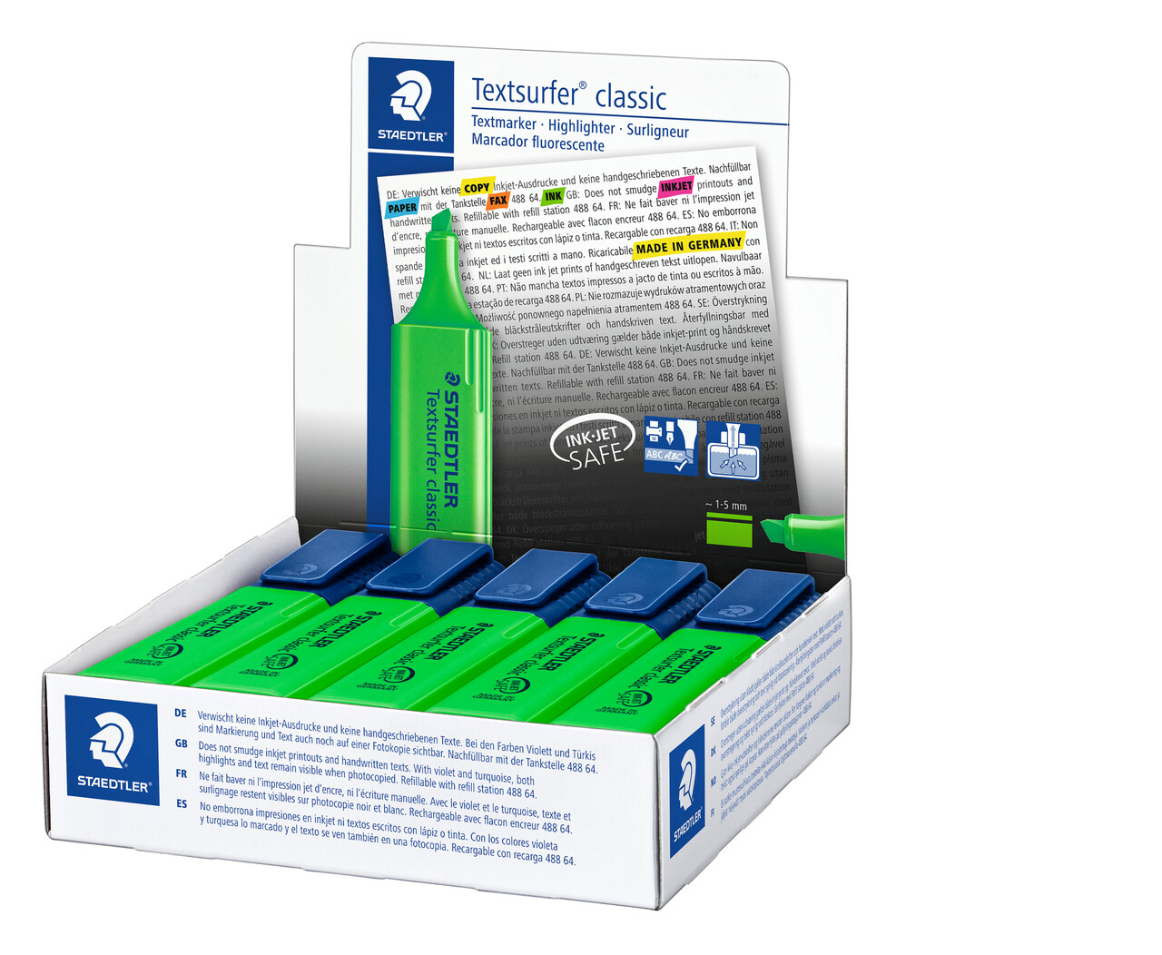 Overstregningstuscher Staedtler 364 grøn Textsurfer Classic inkjet - 10 stk