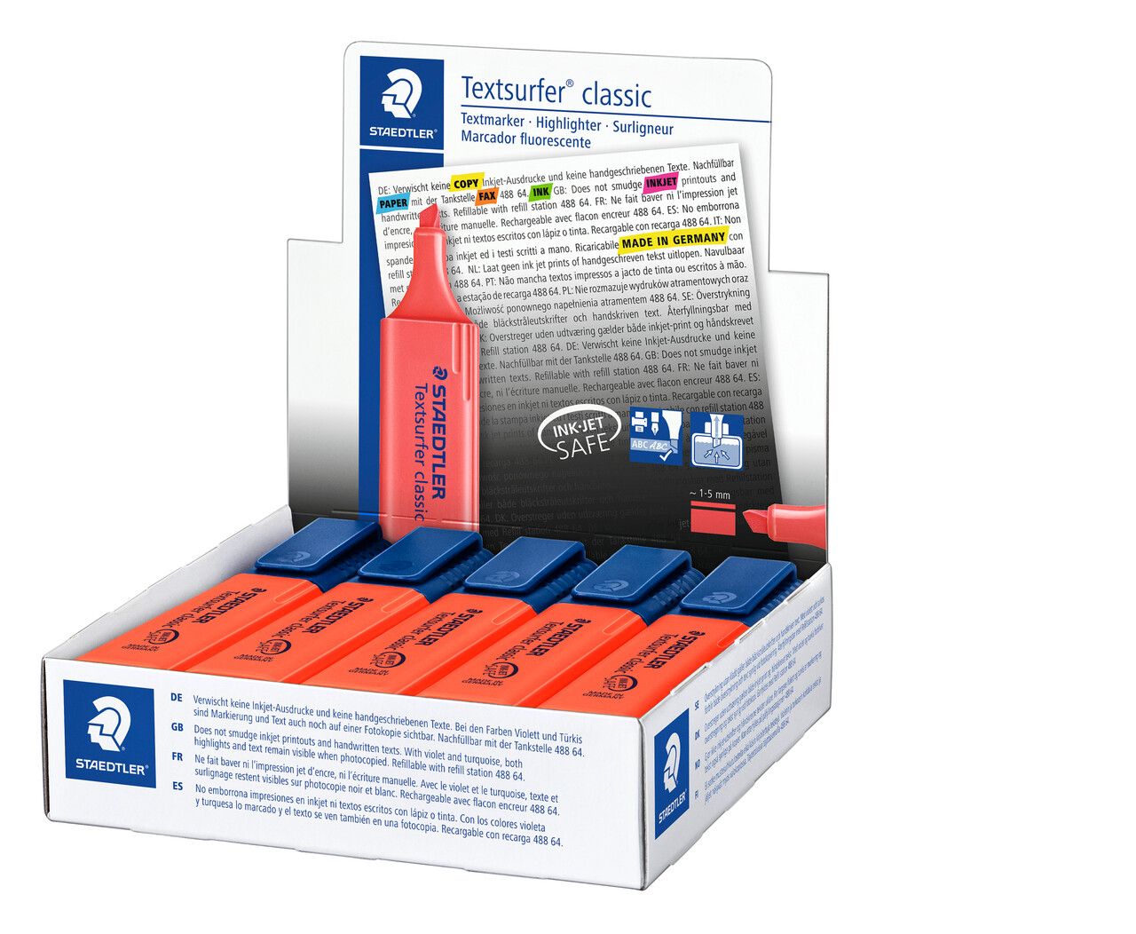 Overstregningstuscher Staedtler 364 rød Textsurfer Classic inkjet - 10 stk