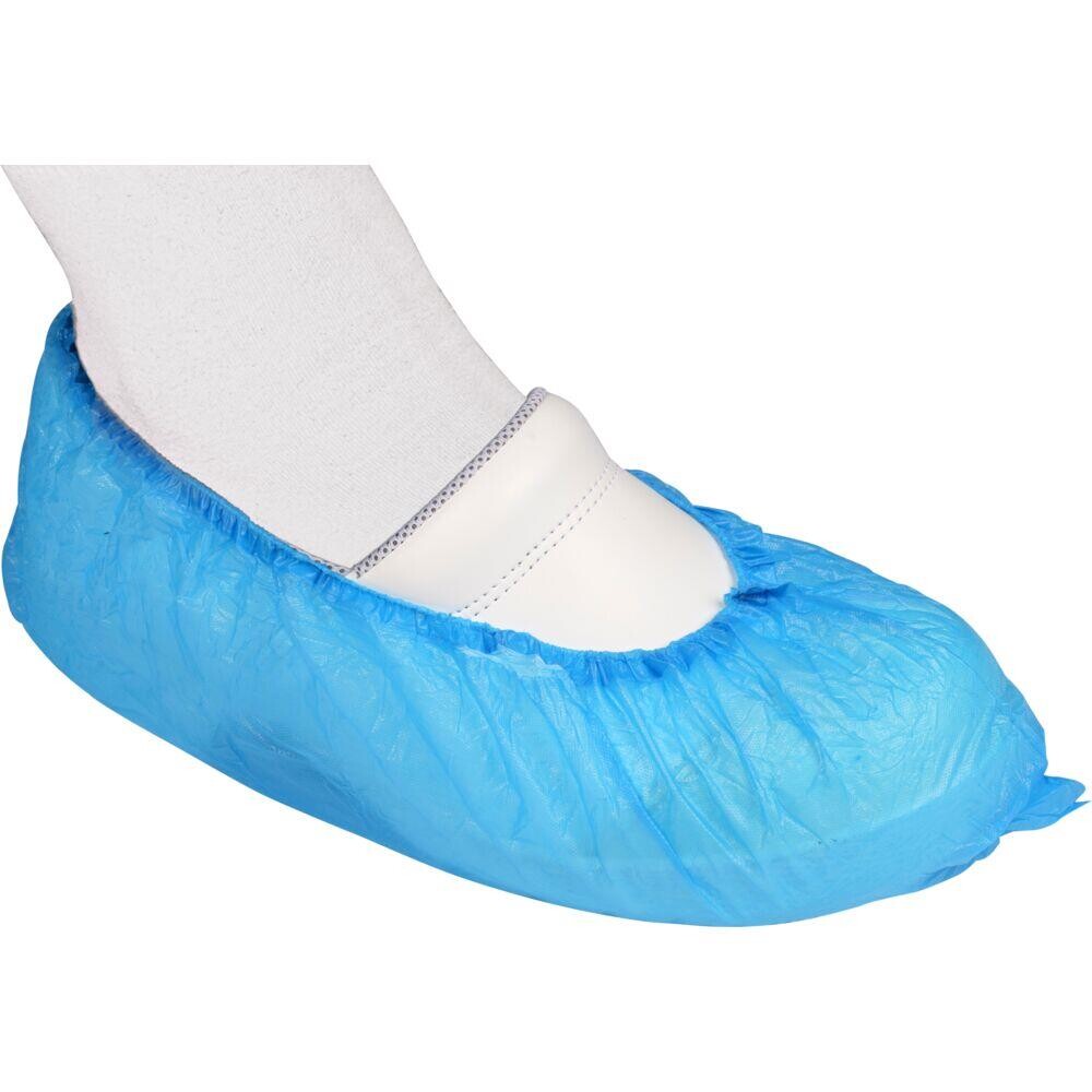 Overtrækssko Abena XL 41x15 cm 30 micron blå LDPE usteril - 100 stk