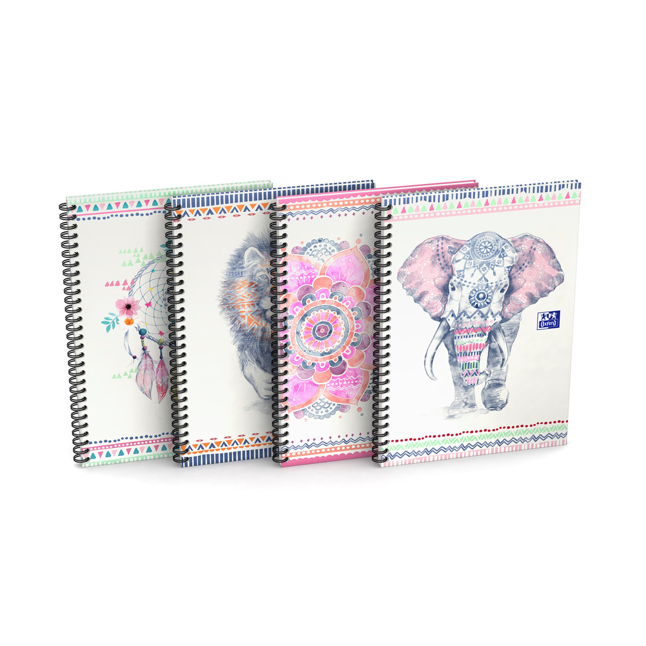 5 stk. Notesbog B5 Oxford Boho Chic - linjeret 4H - 60 ark