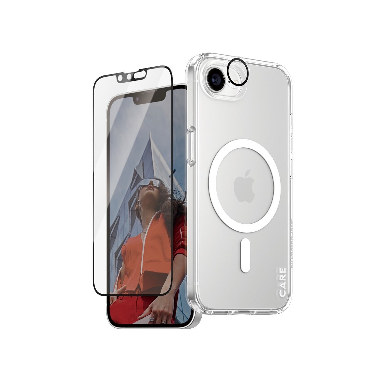 PanzerGlass CARE iPhone 16e Flagship 3-in-1 Bundle - skærmbeskyttelse + cover klar