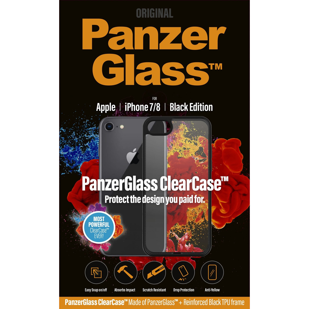 Cover - PanzerGlass ClearCase m/sort ramme - iPhone 8/7