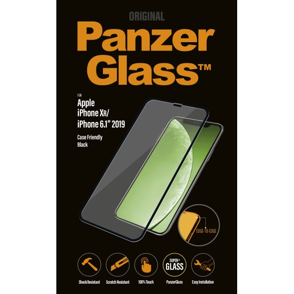 Skærmbeskyttelse - PanzerGlass iPhone XR/XR (Curved Edges, Case Friendly) - Sort