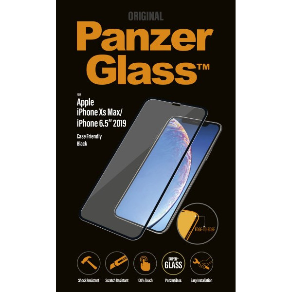 Skærmbeskyttelse - PanzerGlass iPhone Xs Max/XI Max - Sort - Case Friendly