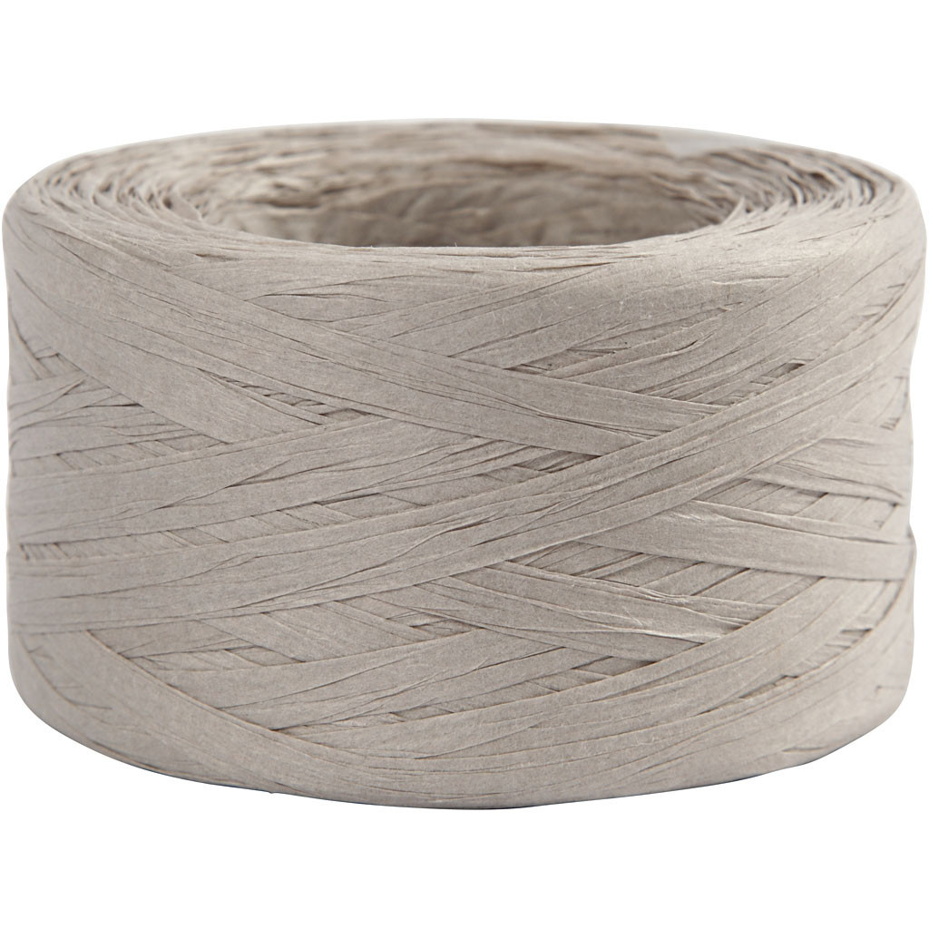Papirgarn Raffia - B: 7-8 mm lys grå - 100m