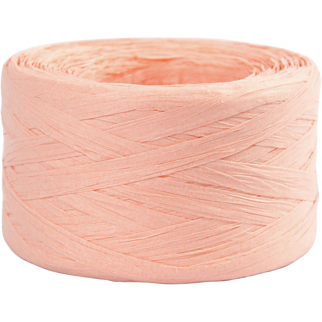 Papirgarn Raffia - B: 7-8 mm lys rosa - 100m
