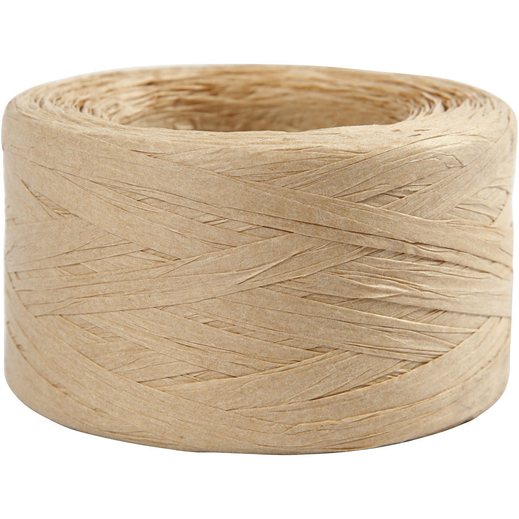 Papirgarn Raffia - Sand 7-8 mm - 100 m