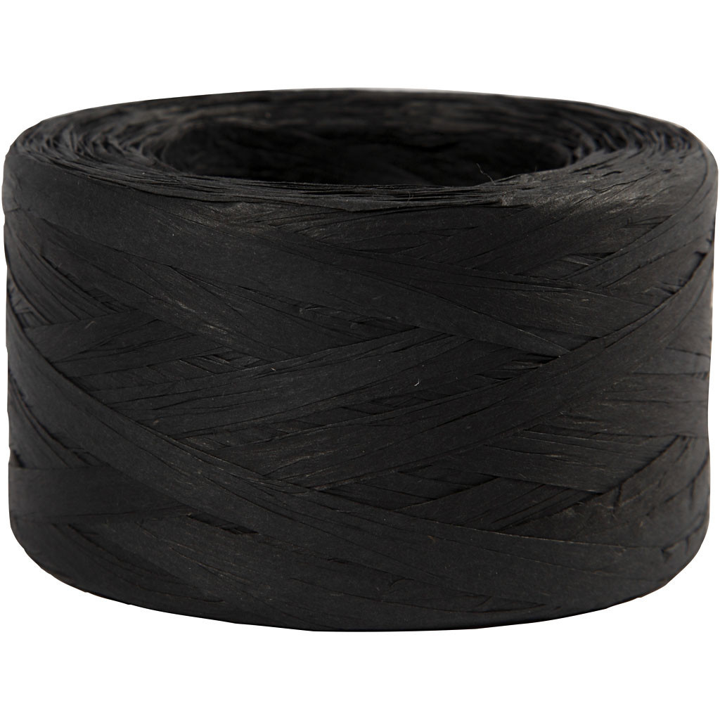 Papirgarn Raffia - B: 7-8 mm sort - 100m