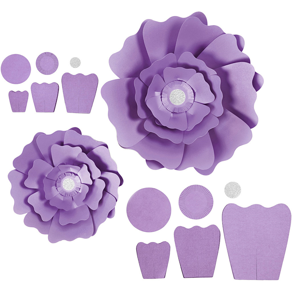 Papirblomster, lilla, diam. 15+25 cm, 230 g, 2stk.