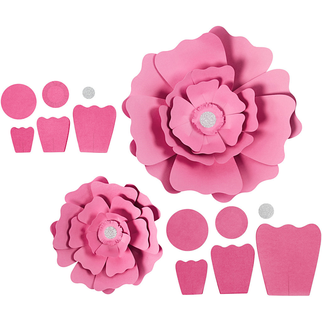 Papirblomster, rosa, diam. 15+25 cm, 230 g, 2stk.