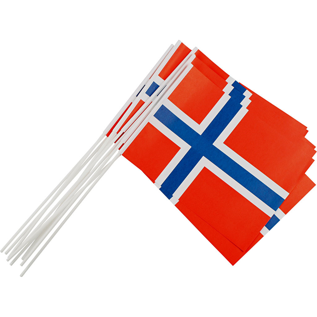 Papirflag, str. 20x25 cm, Norge, 10stk.