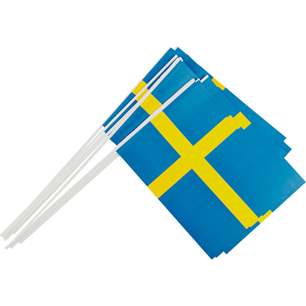 Papirflag, str. 20x25 cm, Sverige, 10stk.
