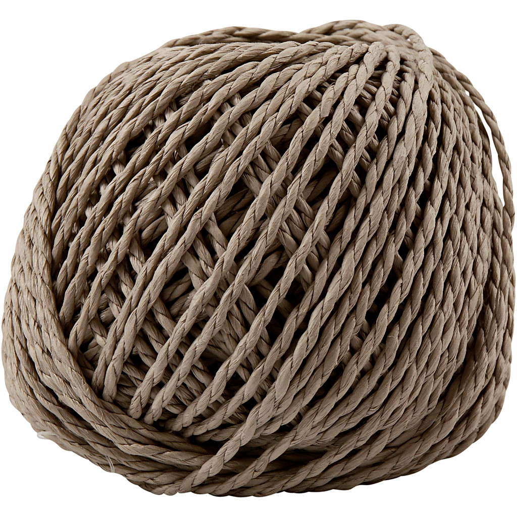Papirgarn tykkelse 2,5-3 mm cirka 42 meter lys brun | 150 gram