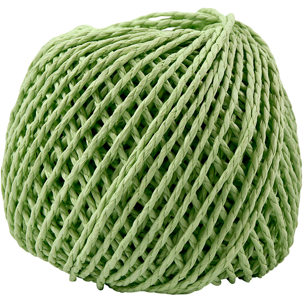Papirgarn tykkelse 2,5-3 mm cirka 42 meter lys grøn | 150 gram