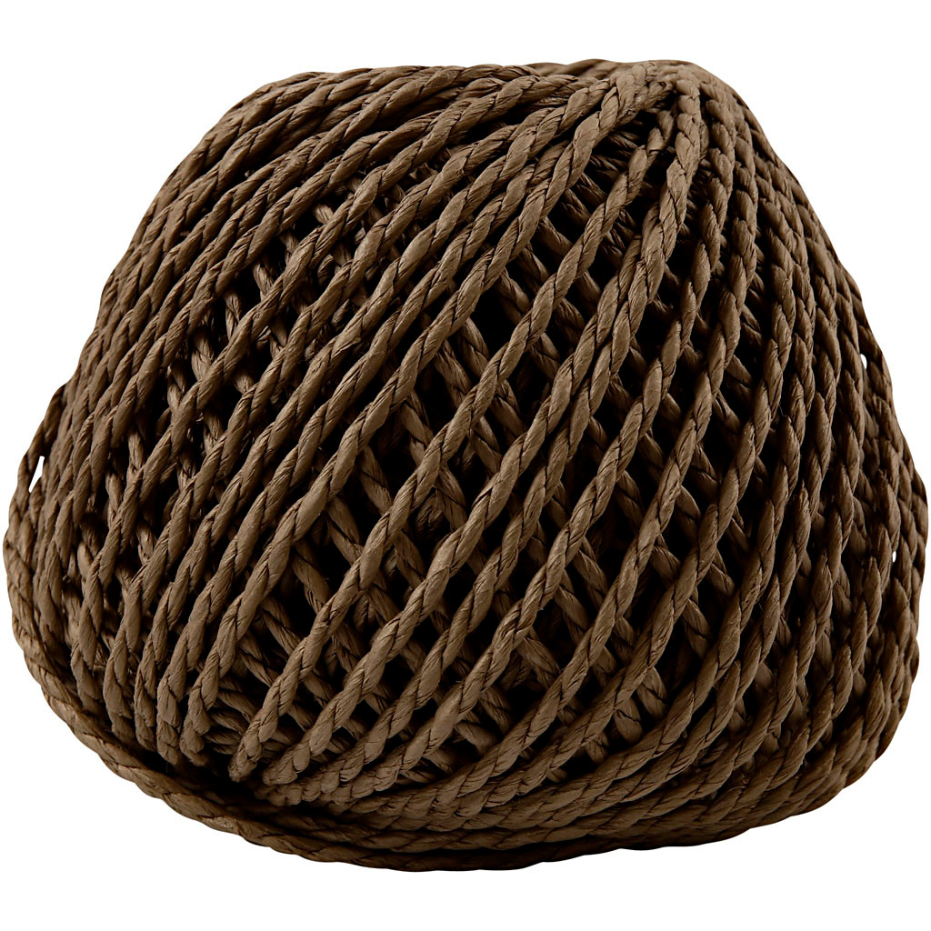 Papirgarn i mørk brun tykkelse 2,5-3 mm cirka 42 meter | 150 gram