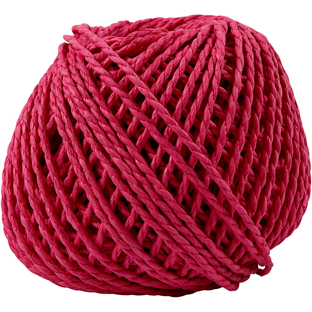 Papirgarn tykkelse 2,5-3 mm cirka 42 meter pink | 150 gram
