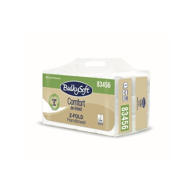 Papirhåndklæde - Bulky Soft Comfort - 2-lags - Hvid - 24 cm - 2400 stk/kasse