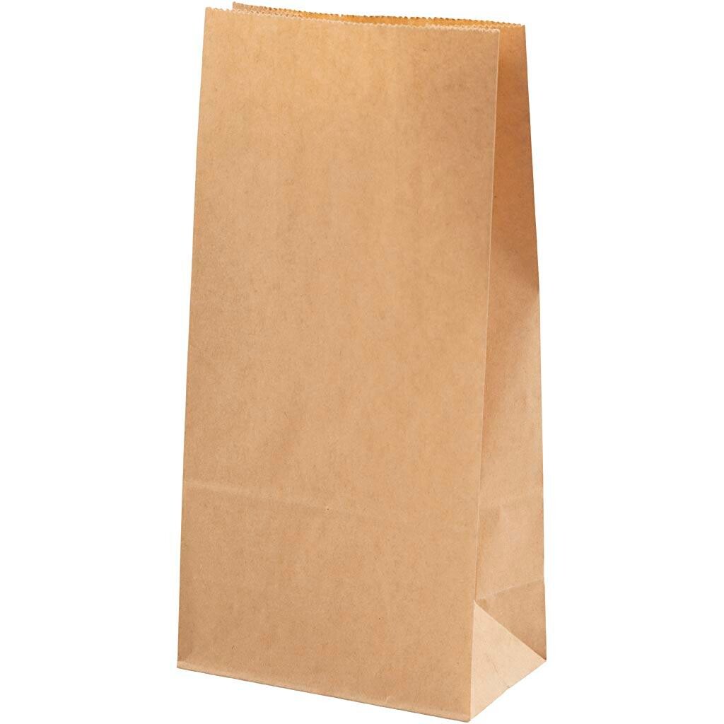 Papirposer – brun – klodsbund – 6,5×11×22,5 cm – 10 stk