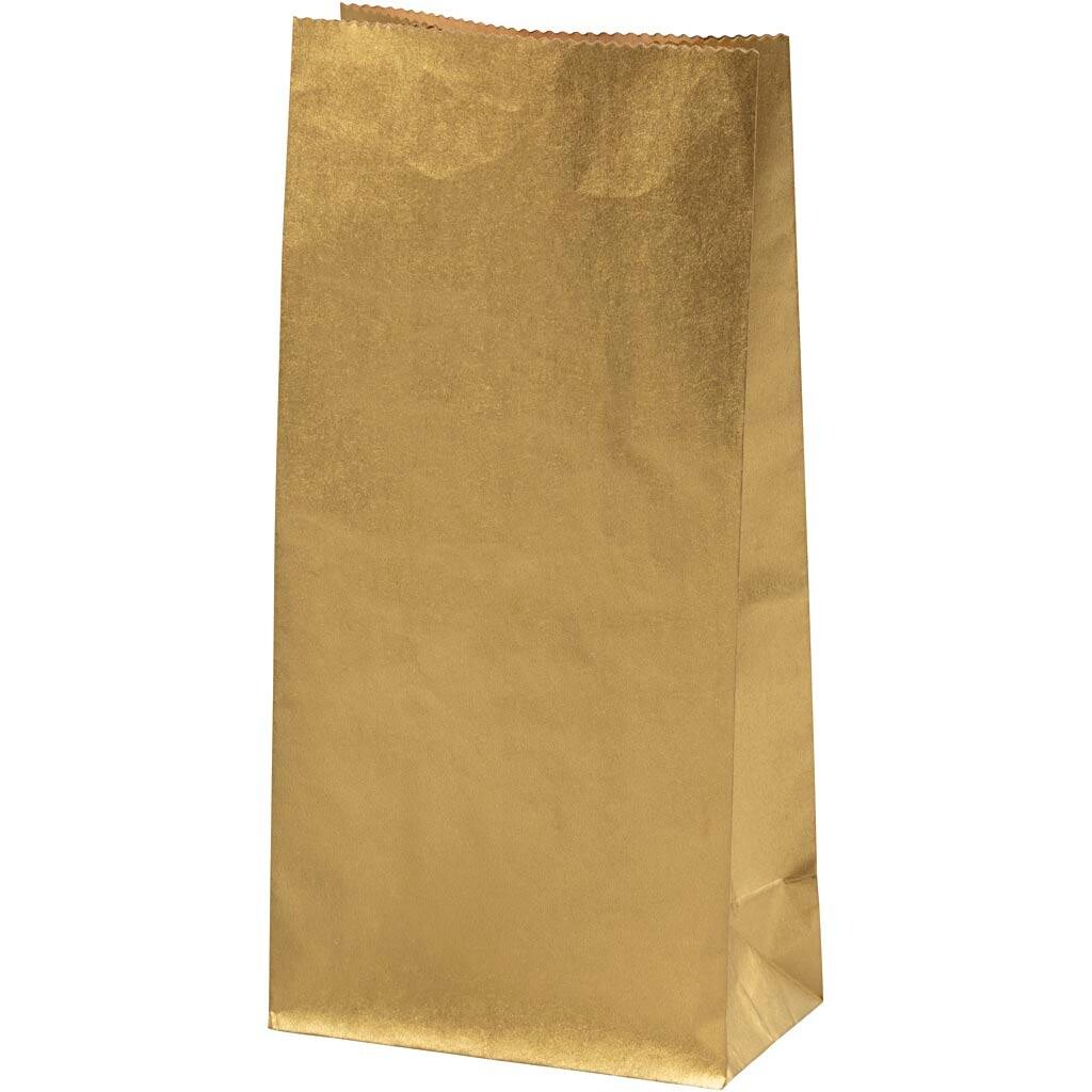 Papirsposer H: 22.5 cm str. 6,5x11 cm 50 g guld - 10 stk pr pakke