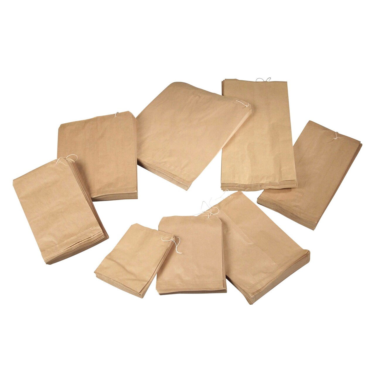 Papirsposer med Snor - 0,5kg - 170x215mm - Brun - 1000 Stk