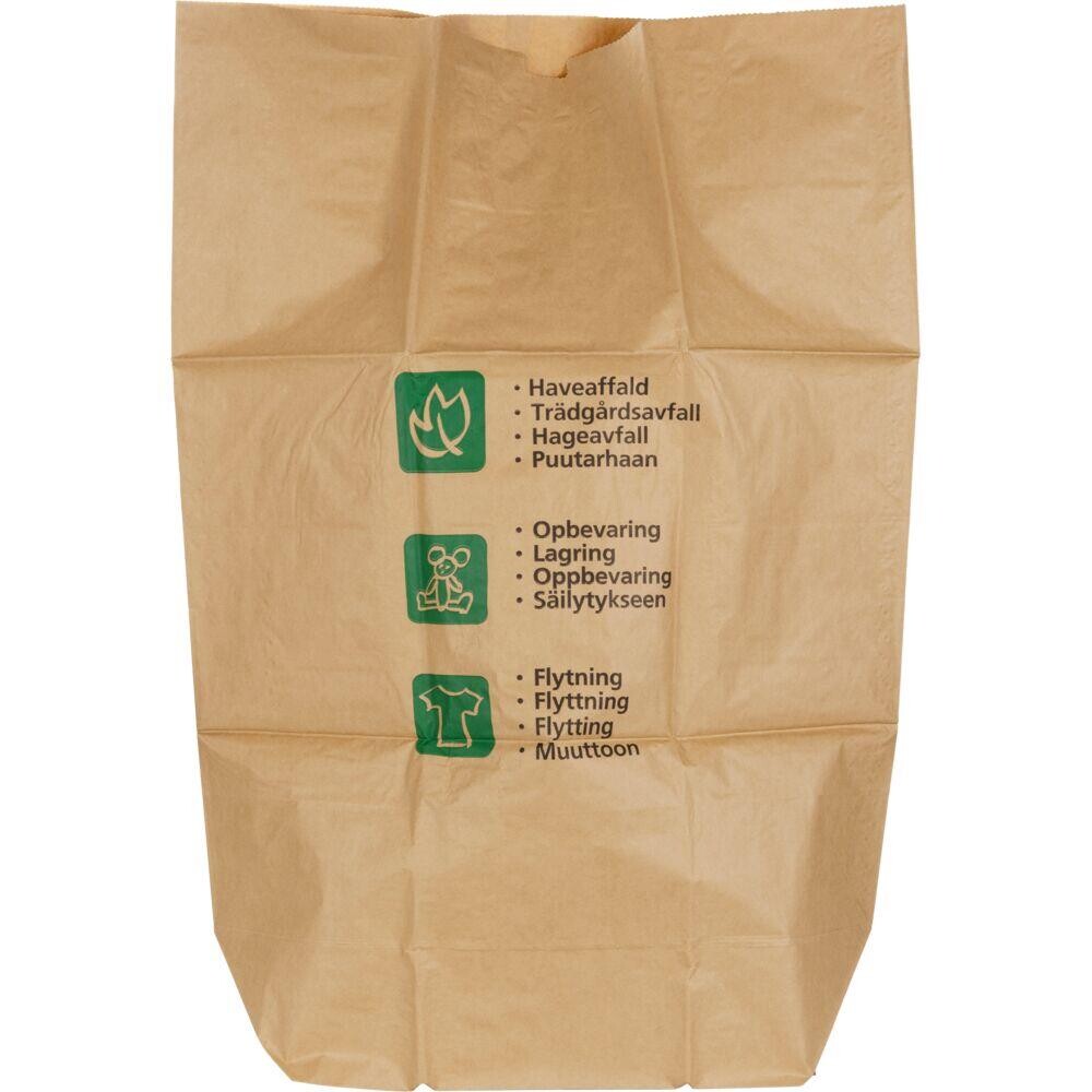 Papirsæk, Robus, 2-lags, 110 l, brun, papir, 70x95+25cm, vådstærk, med tryk - 20 stk