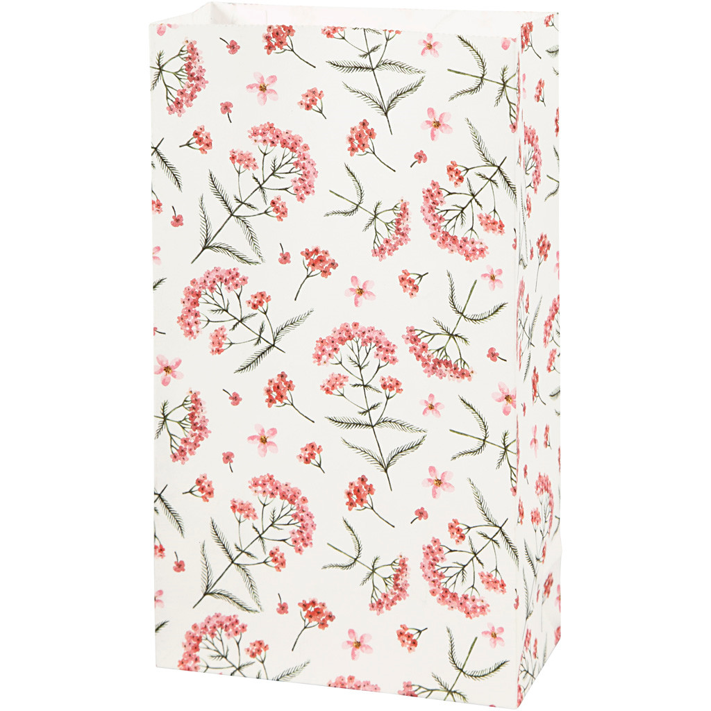 Gaveposer - Papir 6 x 12 x 21 cm Blomster - 8 stk