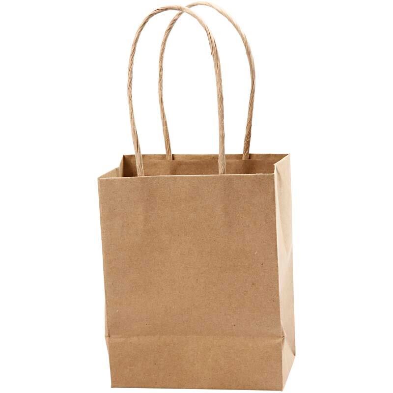 Papirspose - Kvist - 17x12x7 cm - Med hank - 125 g - 10 stk