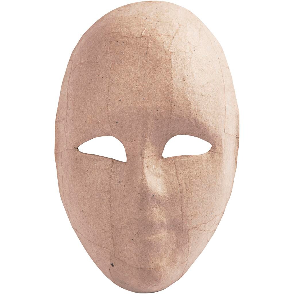 Papmache maske brun - Højde: 23 cm - Bredde: 16 cm