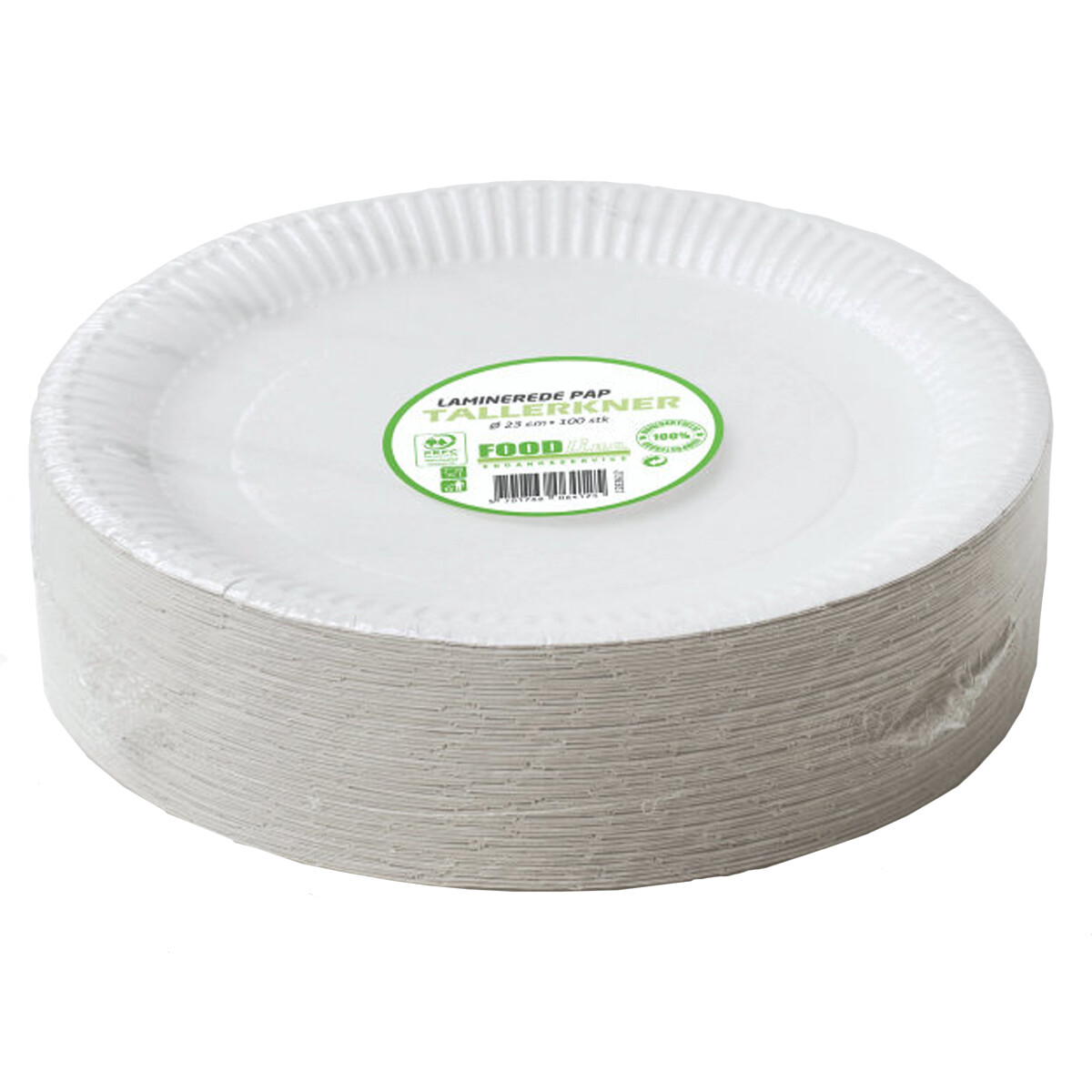 Paptallerkner pap lamineret 23 cm - 100 stk