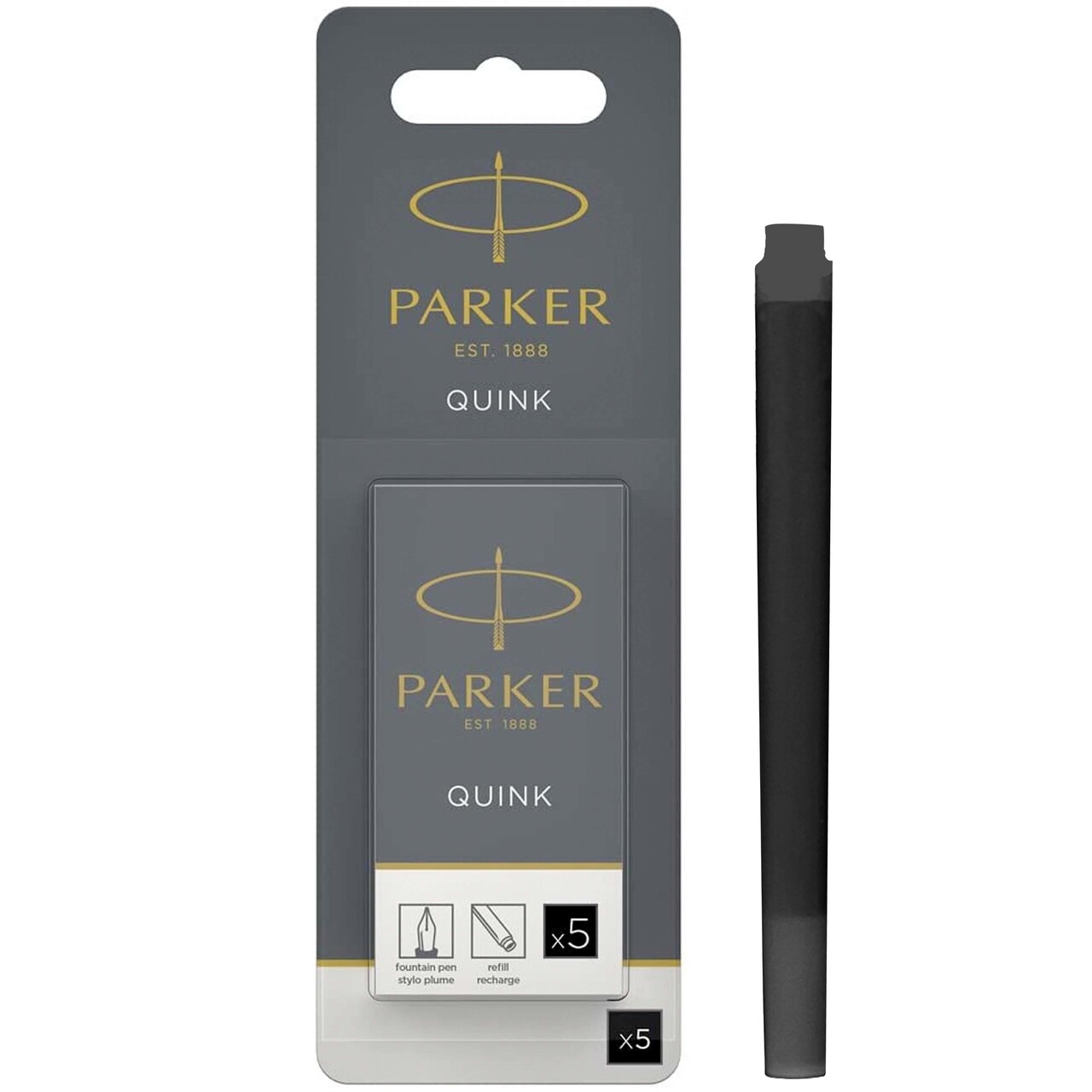 12 stk. Blækpatroner - Parker Long Cartridges - Sort - 5 stk - Køb minimum 12 stk.