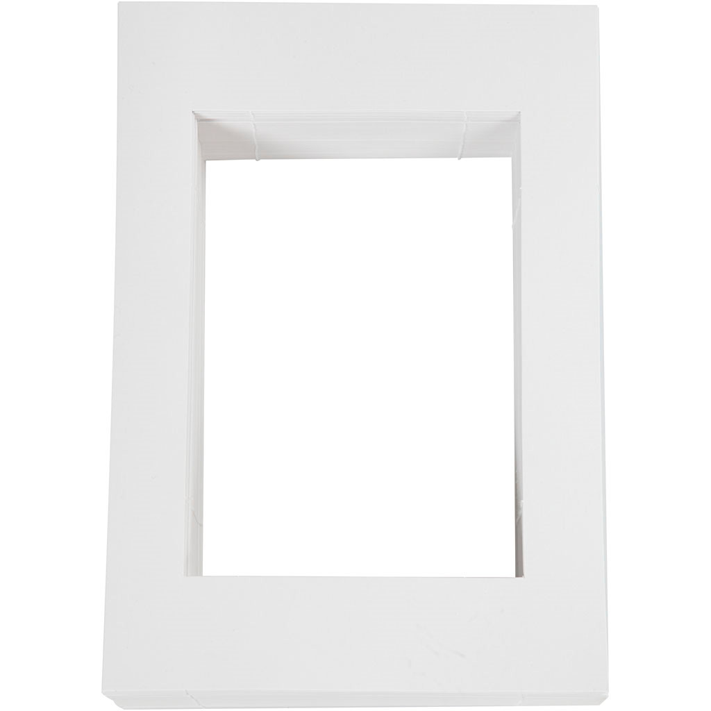 Passepartout karton 19,8 x 28,0 cm udskæring 13,5 x 19 cm hvid - 100 stk.