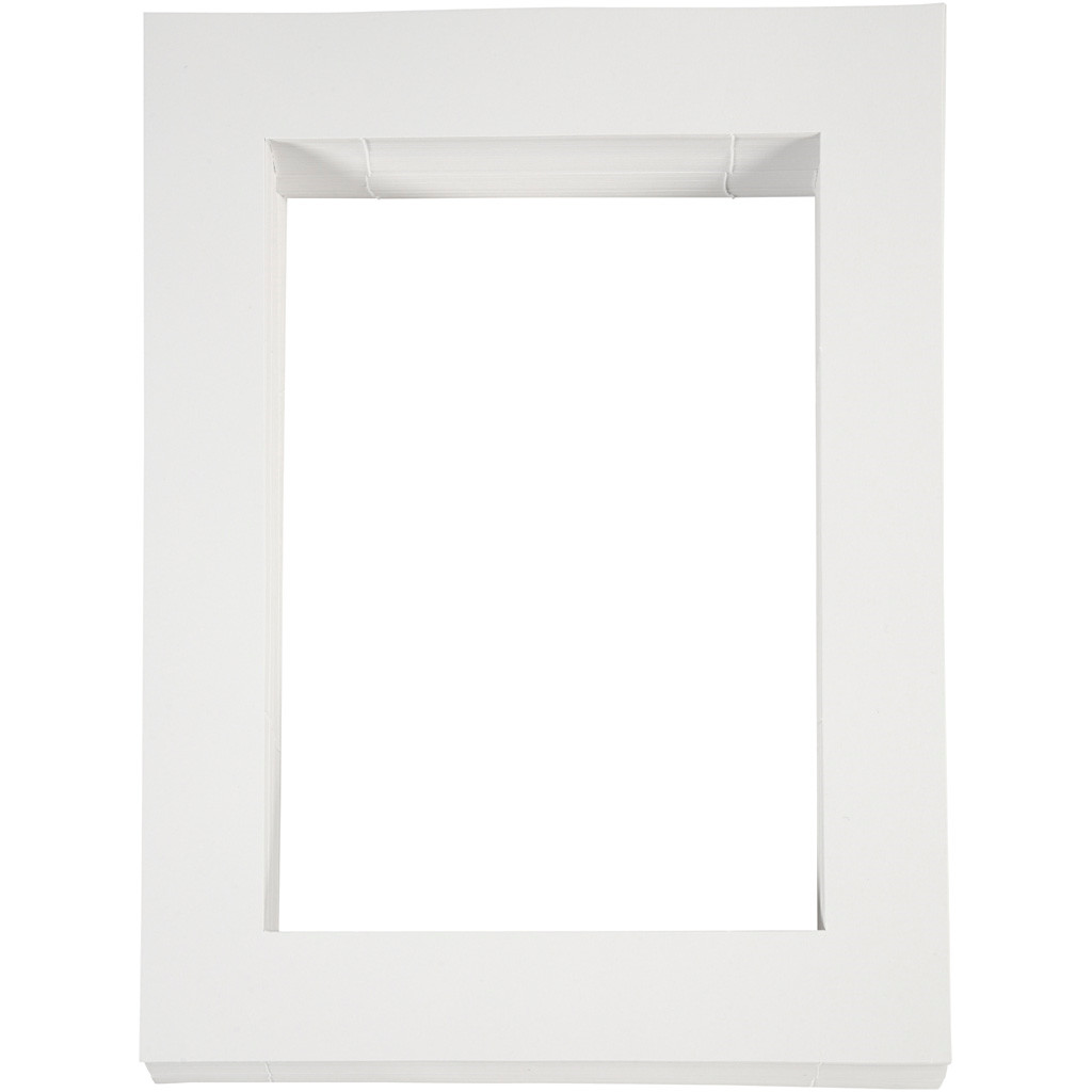 Passepartout ramme 28,5 x 37 cm udskæring 19,8 x 28 cm hvid A4 - 100 stk.