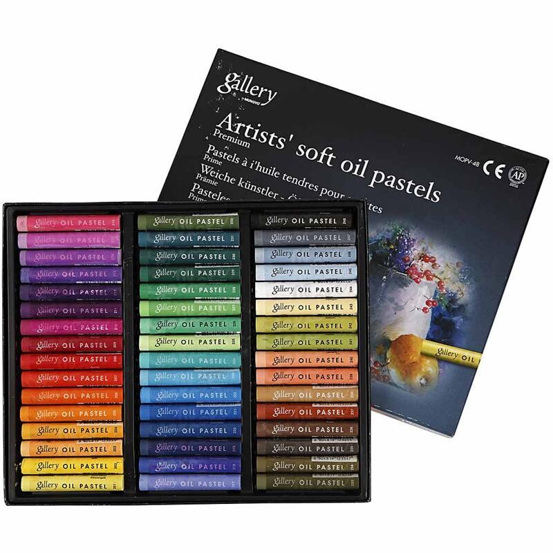 Pastel farver - Gallery oliepastel premium 1 x 7 cm - 48 ass farver