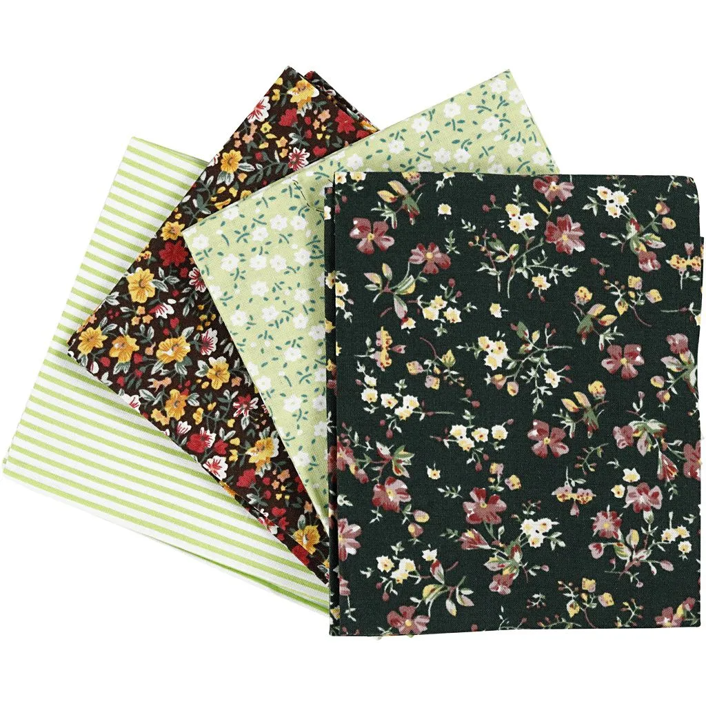 Patchworkstof - str. 45x55 cm 100 g|m2 - grøn 4stk.