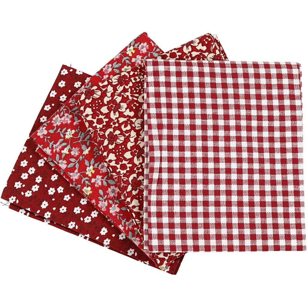 Patchworkstof - str. 45x55 cm 100 g|m2 - rød 4stk.