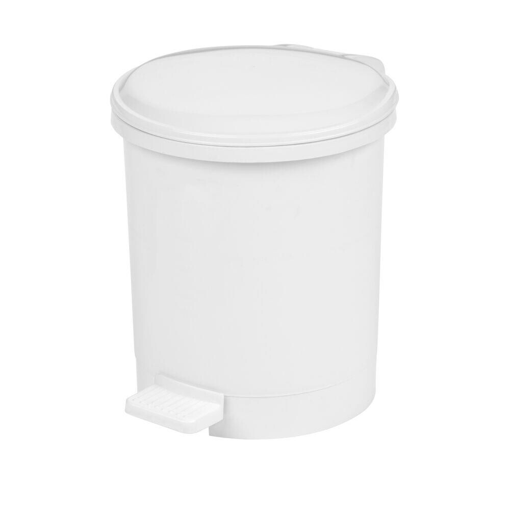 Pedalspand - Rund - 3L - Hvid - Plast - Med låg